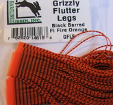 Grizzly Flytter Legs black barred fl fire orange Hareline